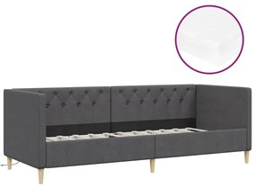 vidaXL Καναπές Κρεβάτι με Στρώμα & USB Σκούρο Γκρι 90 x 200 εκ. Υφασμ.