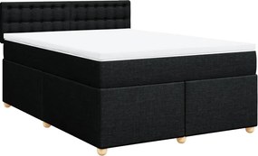 vidaXL Κρεβάτι Boxspring με Στρώμα Μαύρο 140x190 εκ. Υφασμάτινο