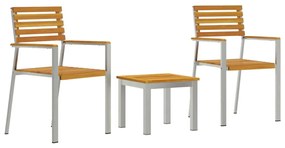 vidaXL Σέτ φαγητού για κήπο 3 pcs Καφέ Στερεό Ξύλο Ακακίας