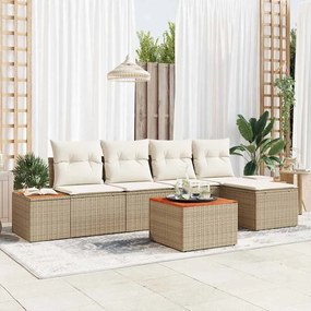 vidaXL Σετ Καναπέ Κήπου 6 pcs μπεζ και κρεμ 184 x 62 x 85 εκ.