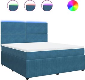 vidaXL Κρεβάτι Boxspring με Στρώμα Μπλε 180x200 εκ. Βελούδινο