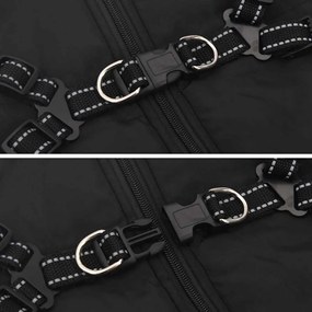 vidaXL Μπουφάν Σκύλου με ιμάντα Μαύρο 4XL Φλις και Πολυεστέρας