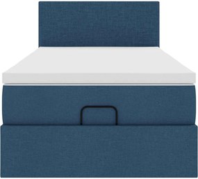 vidaXL Οθωμανικό κρεβάτι με στρώμα μπλε 90x200cm ύφασμα