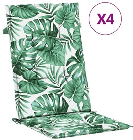 vidaXL Μαξιλάρια Καρέκλας με Ψηλή Πλάτη 4 τεμ Σχέδιο Φύλλων Υφασμάτινα