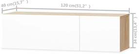 vidaXL Έπιπλο Τηλεόρασης Γυαλιστ. Λευκό/Δρυς 120x40x34 εκ. Επεξ. Ξύλο