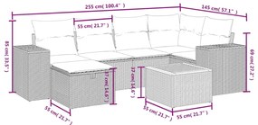 vidaXL Καναπές Σετ 7 Τεμαχίων Μαύρο Συνθετικό Ρατάν με Μαξιλάρια