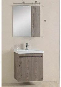 Pro Bagno  Σετ Έπιπλα Μπάνιου 2τμχ. Πάγκος με Νιπτήρα &amp; Καθρέπτης Με Ντουλάπι &amp; Φως 65x44x73cm Pro Bagno Elegant 952B Με Επιλογή Χρώματος BEST-8080510