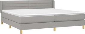 vidaXL Κρεβάτι Boxspring με Στρώμα Ανοιχτό Γκρι 200x200 εκ. Υφασμάτινο