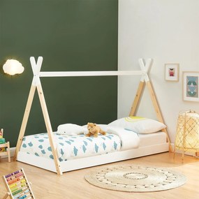 Κρεβάτι παιδικό MUNK τύπου Montessori Ξύλο Πεύκου Φυσικό - Λευκό 190x90 εκ. 190x90x140 εκ.