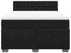 vidaXL Κρεβάτι Boxspring με Στρώμα Μαύρο 140x190 εκ. Βελούδινο