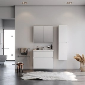 Martin Malaga 80 White Matt  MDF - Πάγκος με Νιπτήρα &amp; Καθρέπτη