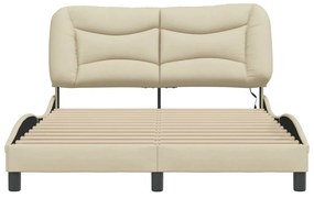 vidaXL Πλαίσιο κρεβατιού με LED χωρίς στρώμα Κρέμα 140x190 cm Ύφασμα