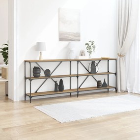 Τραπέζι κονσόλας από ξύλο δρυός 200x30x75 εκ. από εξελιγμένο ξύλο και ατσάλι