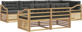 vidaXL Σειρά Καναπέ Εξωτερικού 7 pcs Άσπρο και Ανθρακί Πολυεστέρας