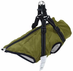 vidaXL Μπουφάν Σκύλου Στρατιωτικό Πράσινο XL Φλις και Πολυεστέρας