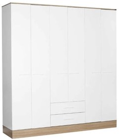 Lh-homefurniture Εξάφυλλη Ντουλάπα Base λευκό  206x224x52cm AD_GRD-862-MB-4