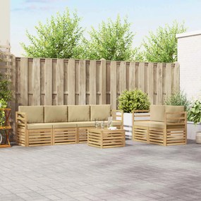 vidaXL Σειρά Καναπέ Εξωτερικού 7 pcs Λευκό και Μπεζ Πολυεστέρας