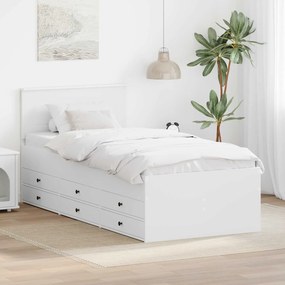 vidaXL Καναπές Κρεβάτι Λευκό και Μαύρο 75 x 190 cm Επεξεργασμένο Ξύλο
