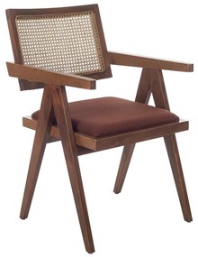 Καρέκλα SUVA RATTAN καρυδί ξύλο ύφασμα και RATTAN - 783-1504