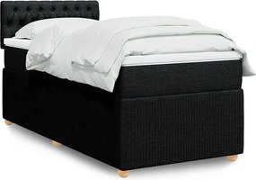vidaXL Κρεβάτι Boxspring με Στρώμα Μαύρο 90x190 εκ.Υφασμάτινο