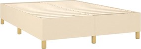 vidaXL Κρεβάτι Boxspring με Στρώμα &amp; LED Κρεμ 140x190 εκ. Υφασμάτινο