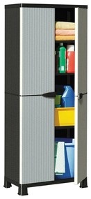 Πλαστικό Ντουλάπι 68x39x171,5 εκ με Σχεδιασμό σε Στυλ Ρατάν - Γκρι