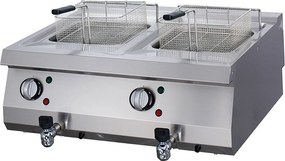 Heavy Duty Deep Fryer - 2 x 12L - Double Unit - 70cm Deep - with Drain Tap - Electric