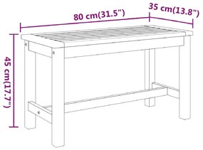 Παγκάκι Κήπου 80 x 35 x 45 εκ. από Μασίφ Ξύλο Ακακίας - Καφέ