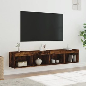 vidaXL Έπιπλα Τηλεόρασης με LED 2 τεμ. Καπνιστή Δρυς 80 x 30 x 30 εκ.