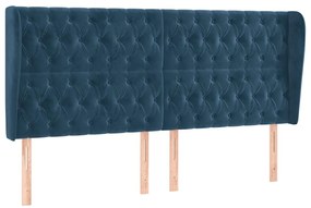 vidaXL Κεφαλάρι με Πτερύγια Σκούρο Μπλε 183x23x118/128 εκ. Βελούδινο