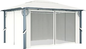 vidaXL Κιόσκι με Κουρτίνα Κρεμ 400 x 300 εκ. Αλουμινίου