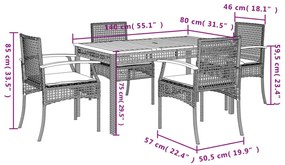 Σετ Τραπεζαρίας Κήπου 5 τεμ. Μπεζ Συνθετικό Ρατάν με Μαξιλάρι - Μπεζ