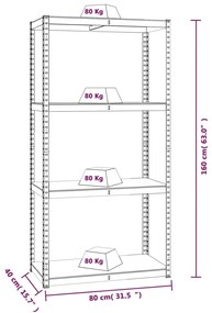 Ραφιέρες 4 Επιπέδων 3 τεμ. Ανθρακί Ατσάλι &amp; Επεξεργασμένο Ξύλο - Ανθρακί