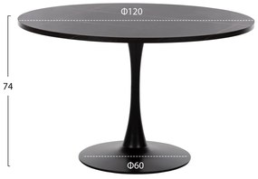 ΤΡΑΠΕΖΙ ΤΡΑΠΕΖΑΡΙΑΣ ROLLO HM9422.12 ΣΤΡΟΓΓΥΛΟ BLACK MARBLE Φ120x74Yεκ.