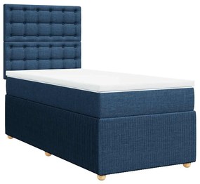vidaXL Κρεβάτι Boxspring με Στρώμα Μπλε 80x200 εκ. Υφασμάτινο