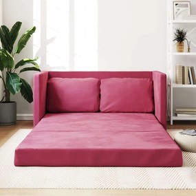 vidaXL Καναπές-Κρεβάτι Δαπέδου 2 σε 1 Μπορντό 122x204x55εκ. Βελούδινος