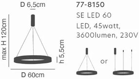 Γραμμικό Φωτιστικό SE LED 60 AMAYA PENDANT COPPER Δ5 - Μέταλλο - 77-8150