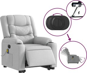 vidaXL Πολυθρόνα Μασάζ Ηλεκ. Ανακλινόμενη Ανύψωση Αν. Γκρι Υφασμάτινη