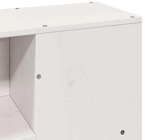 Κρεβάτι Βιβλιοθήκη Χωρίς Στρώμα Λευκό 135x190 εκ Μασίφ Πεύκο - Λευκό