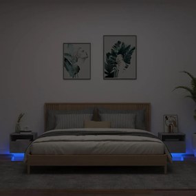 Κομοδίνα με Φώτα LED 2 τεμ. Γκρι Σκυροδέματος 40 x 39 x 37 εκ.