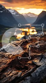 Σετ των 2 Intra Συλλεκτικό Ξύλινο Παζλ Plywood 4mm - Όμορφο τοπίο ηλιοβασιλέματος με βουνά και λίμνη Σε Ξύλινο Κουτί - Διαστάσεις: 10x10 cm – 25 κομμάτια