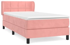 vidaXL Κρεβάτι Boxspring με Στρώμα Ροζ 90x190 εκ. Βελούδινο