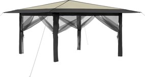 vidaXL Γκαζebo με 4 πλαινά 4 x 4 m Κρέμα και Ανθρακί