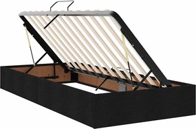 vidaXL LED Κρεβάτι αποθήκευσης με στρώμα Μαύρο 100 x 200 cm Ύφασμα