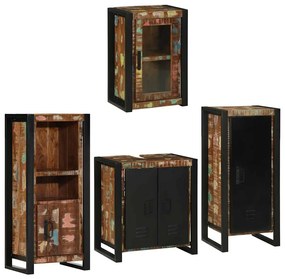 vidaXL Σετ Επίπλων Μπάνιου 4 pcs Πολύχρωμο Στερεό ανακτημένο ξύλο