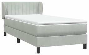 Box Spring κρεβάτι με στρώμα ανοιχτό γκρι 90x220 εκ. Βελούδινο - Γκρι