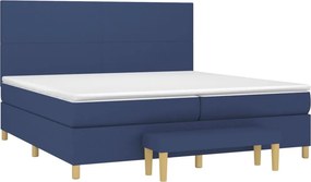 vidaXL Κρεβάτι Boxspring με Στρώμα Μπλε 200x200 εκ. Υφασμάτινο
