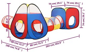 Παιδική Σκηνή Πολύχρωμη 190 x 264 x 90 εκ. με 250 Μπάλες - Πολύχρωμο