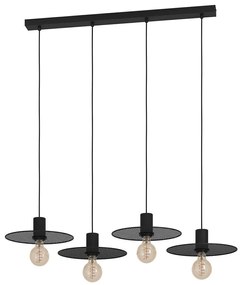 Φωτιστικό Οροφής - Ράγα Ikeston 43732 98x28x110cm 4xΕ27 40W Black Eglo Steel