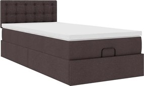 vidaXL Οθωμανικό κρεβάτι με στρώμα σκούρο καφέ 90x200cm ύφασμα